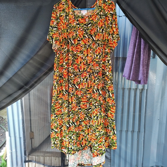 LuLaRoe Orange Yellow Flutter Sleeve Maxi Sundress - Picture 1 of 6